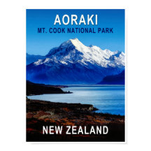 Cartaz de Viagem Aoraki Nova Zelândia
