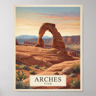 Poster Cartaz de Viagem Arches Vintage Utah