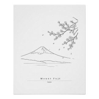 Póster Cartaz de Viagem Arte de Linha Minimalista Monte F