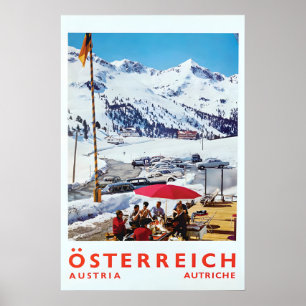Poster Cartaz de viagem Áustria Esqui Esportes de inverno