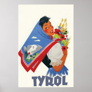 Poster Cartaz de Viagem Áustria Tirol Tirolo Arte Antiga