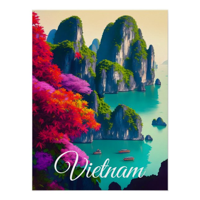 Póster Cartaz de Viagem Baía de Ha Long Vietnã (Frente)