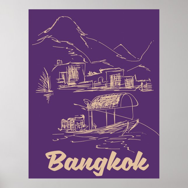 Póster Cartaz de viagem Bangkok, Tailândia (Frente)