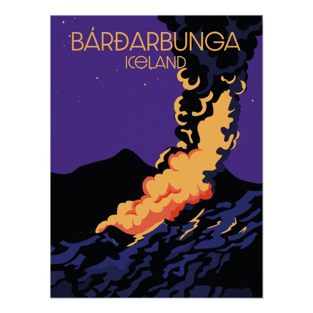 Póster Cartaz de viagem Bárðarbunga, Islândia. (Frente)