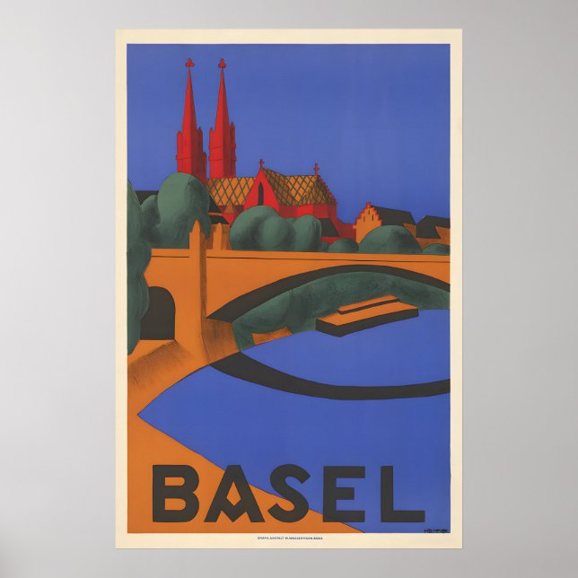 Poster Cartaz de Viagem Basileia Suíça (Frente)
