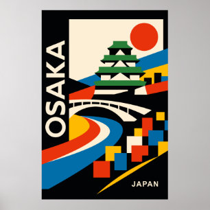 Poster Cartaz de Viagem Bauhaus Osaka Japão Geométrico Ou