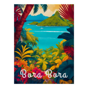 Póster Cartaz de Viagem Bora Bora Polinésia