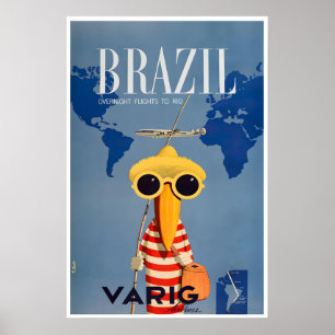 Poster Cartaz de Viagem Brasil Rio De Janeiro Arte Varig
