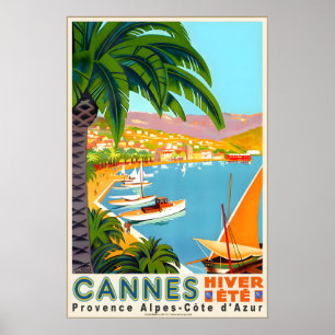 Poster Cartaz de Viagem Cannes Alpes Cote D'Azur França
