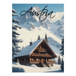 Póster Cartaz de Viagem Chalé Alpino da Áustria