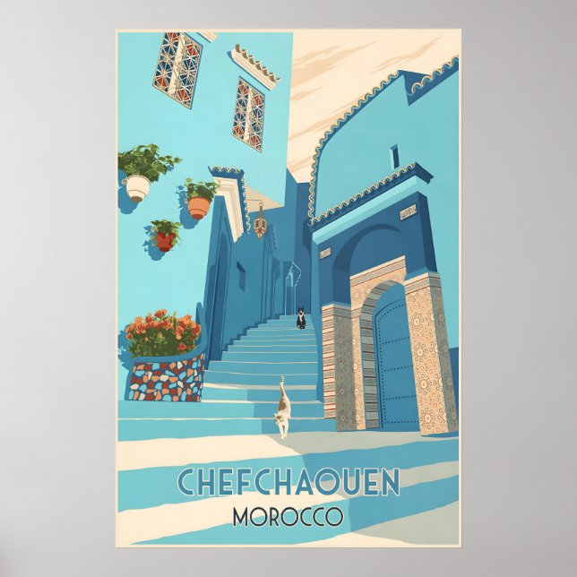 Poster Cartaz de Viagem Chefchaouen Marrocos (Frente)