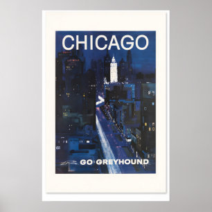 Poster Cartaz de Viagem Clássico Estilo Vintage de Chicag