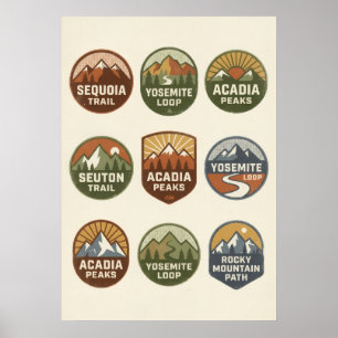 Poster Cartaz de Viagem com Emblema do Parque Nacional