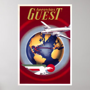 Poster Cartaz de Viagem da Aerovias Guest