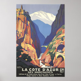 Poster Cartaz de Viagem da Arte da Côte d'Azur França Riv