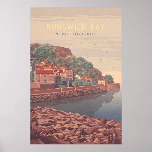 Poster Cartaz de Viagem da Baía de Runswick Yorkshire à B (Frente)