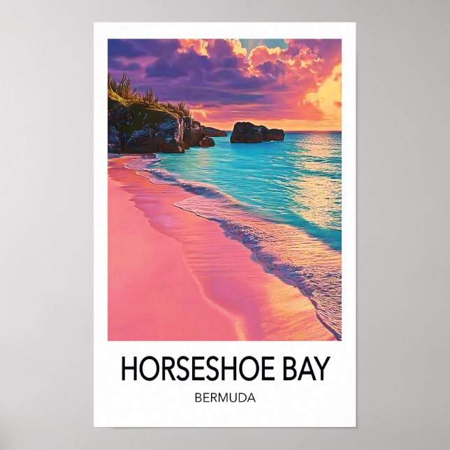 Poster Cartaz de Viagem da Baía Horseshoe Bermuda (Frente)