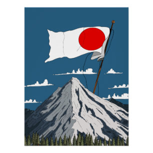 Póster Cartaz de viagem da bandeira japonesa