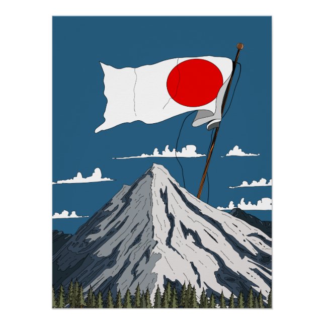 Póster Cartaz de viagem da bandeira japonesa (Frente)