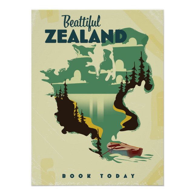Póster Cartaz de viagem da Beautiful Zealand (Frente)
