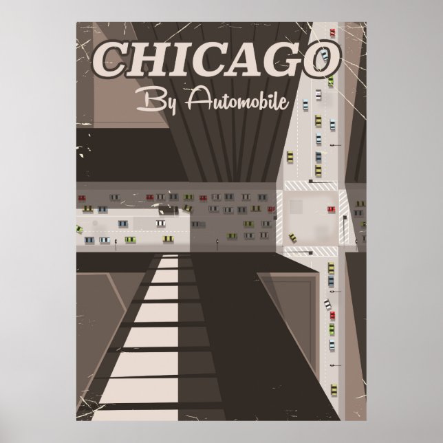 Póster cartaz de viagem da cidade de Chicago (Frente)