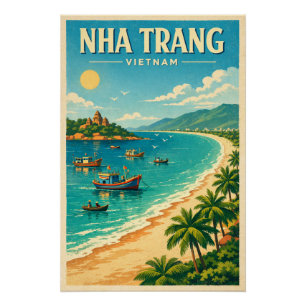 Póster cartaz de viagem da cidade de Nha Trang, Vietnã