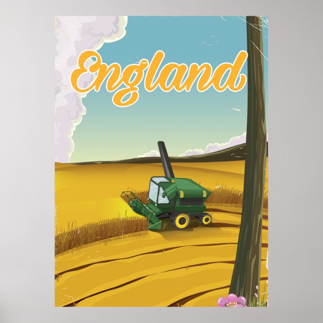 Póster cartaz de viagem da colheitadeira Inglaterra (Frente)