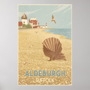Poster Cartaz de Viagem da Costa de Aldeburgh Suffolk