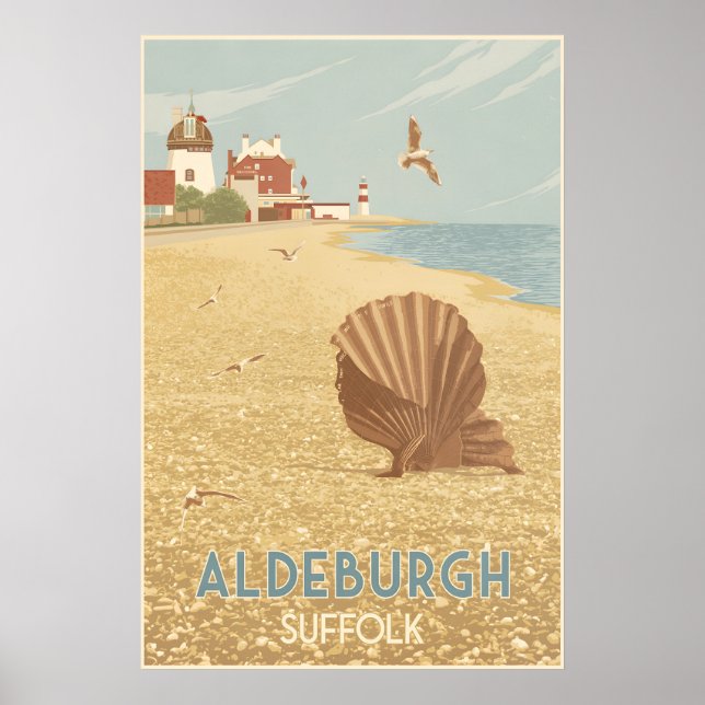 Poster Cartaz de Viagem da Costa de Aldeburgh Suffolk (Frente)