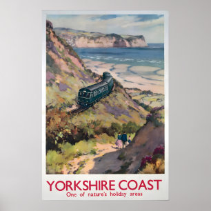 Poster Cartaz de Viagem da Costa de Yorkshire dos Anos 50