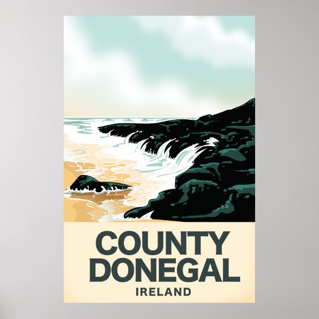 Poster Cartaz de viagem da costa do Condado de Donegal (Frente)