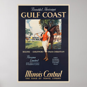 Poster Cartaz de Viagem da Costa do Golfo Illinois Centra