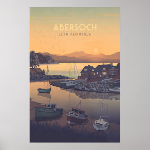 Poster Cartaz de Viagem da Costa Marítima de Abersoch Paí