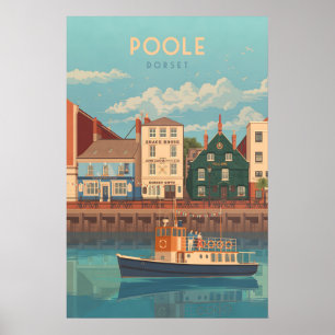 Poster Cartaz de Viagem da Costa Marítima de Poole Dorset