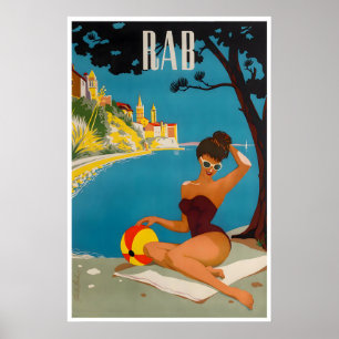 Poster Cartaz de Viagem da Croácia Ilha Rab Arte Impressã