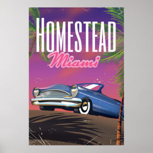 Póster Cartaz de viagem da década de 80 Homestead Flórida