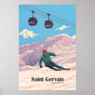 Poster Cartaz de Viagem da Estação de Esqui de Saint Gerv