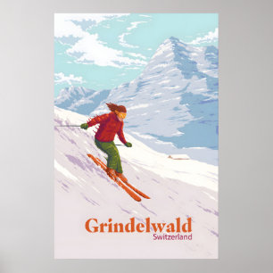 Poster Cartaz de Viagem da Estação de Esqui Grindelwald S