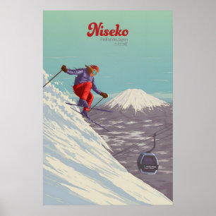 Poster Cartaz de Viagem da Estação de Esqui Niseko Japão