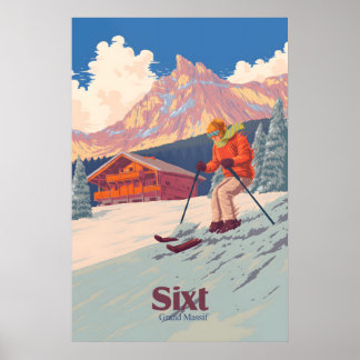 Poster Cartaz de Viagem da Estação de Esqui Sixt
