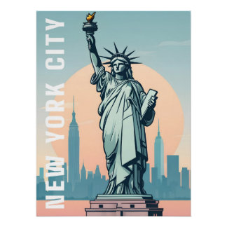 Póster Cartaz de Viagem da Estátua da Liberdade Nova York