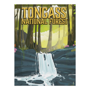 Póster cartaz de viagem da Floresta Nacional Tongass