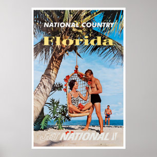 Poster Cartaz de Viagem da Flórida Arte de Parede Retro d