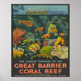 Poster Cartaz de viagem da Grande Barreira de Coral de 19