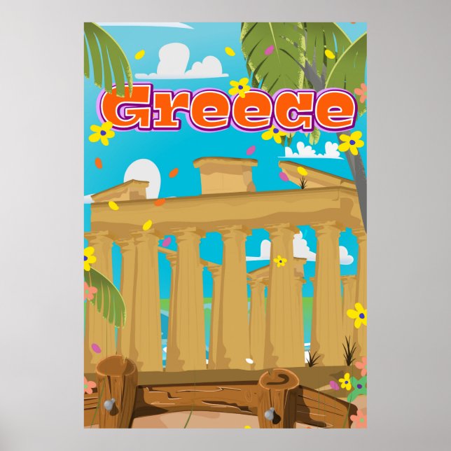Poster Cartaz de viagem da Grécia. (Frente)