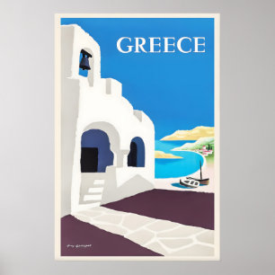 Poster Cartaz de Viagem da Grécia Vintage Guy Georget Imp