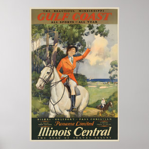 Poster Cartaz de Viagem da Gulf Coast Illinois Central RR