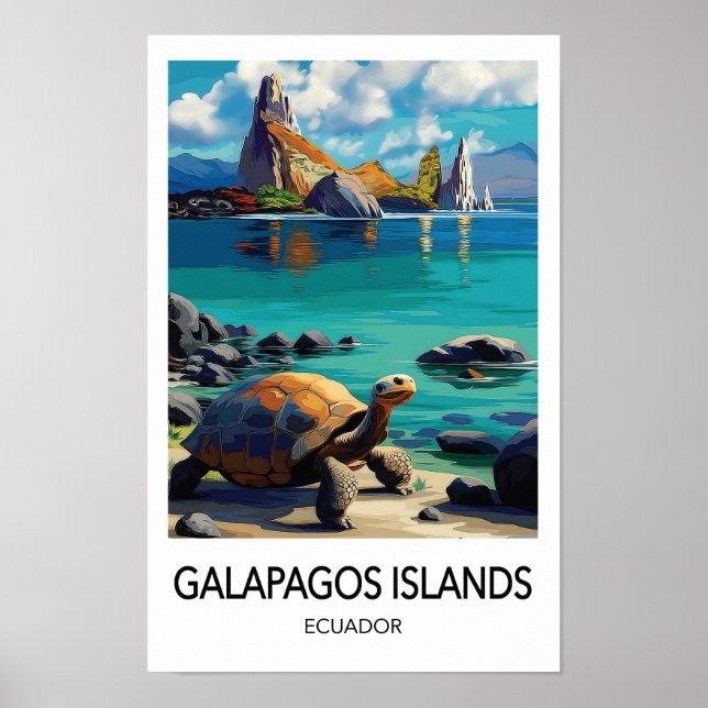 Poster Cartaz de Viagem da Ilha Galápagos Equador (Frente)