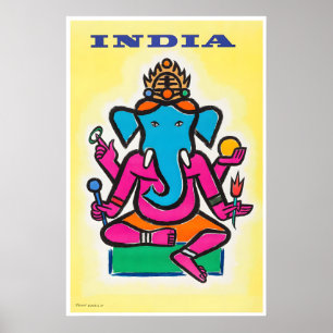 Poster Cartaz de Viagem da Índia Ganesh Arte Hindu Impres