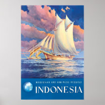 Cartaz de Viagem da Indonésia Povo Bugis Arte Bugi